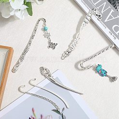 12 Stück 6 Stile tibetischer Stil Legierung Lesezeichen Zubehörse mit Loch&nbsp;FIND-SC0006-56