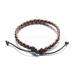 Bracciali cordone intrecciato in pelle regolabile&nbsp;BJEW-P099-21B