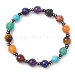 Bracelets extensibles en perles de pierres précieuses mélangées naturelles et synthétiques pour femmes et hommes&nbsp;BJEW-JB11230