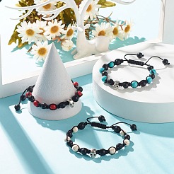 3 bracciale con perline intrecciate rotonde turchesi sintetiche (tinte) in 3 colori&nbsp;BJEW-JB07863