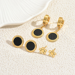 3 Paar Ohrring-Sets aus Edelstahl mit Blumen- und flachen&nbsp;IB5590