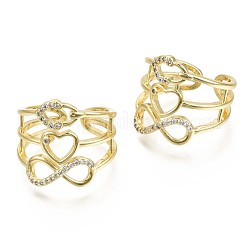 Rondelles de manchette en laiton micro pavé en zircone cubique transparente&nbsp;RJEW-S044-126-NF