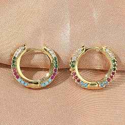Créoles en laiton avec zircone cubique de micro pave&nbsp;EJEW-C181-13G