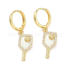 Orecchini a cerchio pendenti da donna in ottone con micro pavé di zirconi cubici&nbsp;EJEW-A168-04G