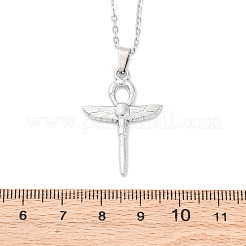 Collane con ciondolo croce ankh con ali in acciaio inossidabile 304&nbsp;NJEW-H059-08P