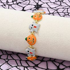 Halloween-Gliederarmbänder aus Messing und Emaille für Damen&nbsp;BJEW-B149-01P