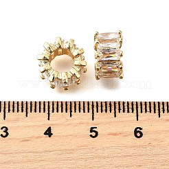 Perle di perline europee in ottone con zirconi cubici&nbsp;KK-L230-09G-02