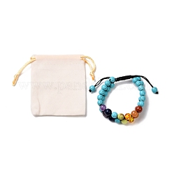 Bracelet rond en turquoise synthétique (teint) et perles tressées en pierres mélangées pour filles et femmes&nbsp;BJEW-JB06961-03