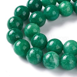 Jade blanc naturel imitation jaspe vert brins de perles&nbsp;G-I299-F07-10mm