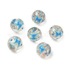 Brins de perles de verre sablées dorées et émaillées faites à la main lumineuses&nbsp;LAMP-U004-08C