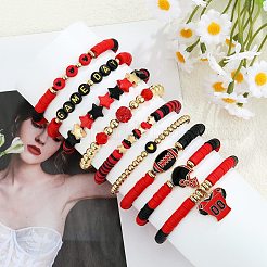 1 ensemble de bracelets extensibles en perles heishi en argile polymère faits à la main&nbsp;BJEW-SZ0002-67A-02