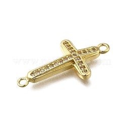 Messing klare Zirkonia Kreuz Verbindungsstück Charms&nbsp;LS-ZIRC-I070-003G