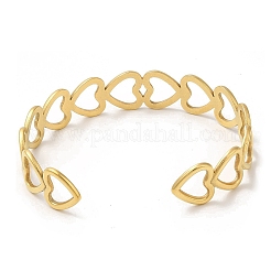 Ionenplattierung (IP) 304 Edelstahl Herz offene Manschette Armreif für Frauen&nbsp;BJEW-L682-001G