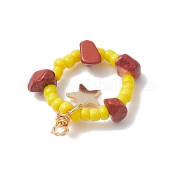 Natürliche rote Jaspissplitter und Glassamenanhänger&nbsp;PALLOY-MZ00184-03