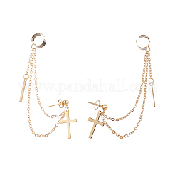 Orecchini pendenti in ottone a catena pendenti con polsino dell'orecchio&nbsp;EJEW-TA00148