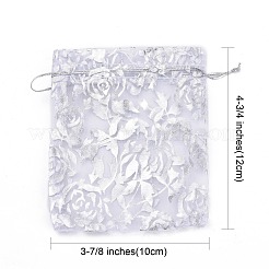 Rosa ha stampato borse organza&nbsp;X-OP-R021-10x12-03
