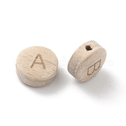 26pcs perles de bois non teint alphabet&nbsp;WOOD-WH0022-07