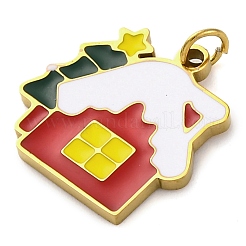 Pendentifs en acier inoxydable 304 émaillé avec placage ionique (IP) sur le thème de Noël&nbsp;STAS-Z104-01G-01