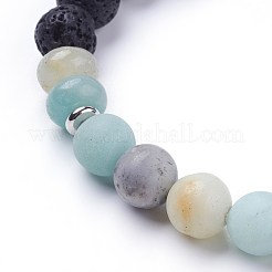Bracciali elasticizzati in amazzonite con fiori naturali&nbsp;BJEW-JB03422-02