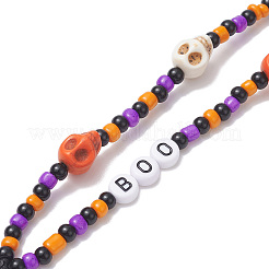 Halloween-Handyriemen aus Glasperlen&nbsp;HJEW-TA00010