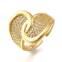 Anelli polsino aperto regolabile in ottone micro pavé di zirconi cubici per donna&nbsp;RJEW-K292-06G