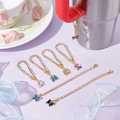 Schmetterling Messing Glas Tasse Charms&nbsp;HJEW-UN00017