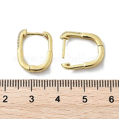 Orecchini a cerchio in ottone ovale con micro pavé di zirconi cubici trasparenti&nbsp;EJEW-D311-011G