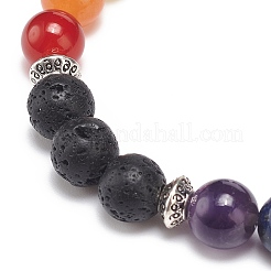 Braccialetto elasticizzato con perline rettangolari curve in pietre preziose miste naturali&nbsp;BJEW-JB08987