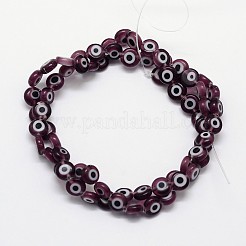 Handmade bösen Blick lampwork flache runde Perle Stränge&nbsp;LAMP-L058-10mm-03
