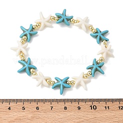 Stretcharmbänder aus synthetischem Türkis und nichtmagnetischen Hämatitperlen für Damen und Herren&nbsp;BJEW-JB13728-02