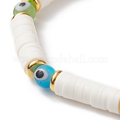Pulsera elástica heishi surfer de arcilla polimérica hecha a mano&nbsp;BJEW-TA00223