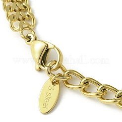 Bracciali a maglie di trifoglio in conchiglia naturale con catene in acciaio inossidabile 304&nbsp;BJEW-Q775-08G