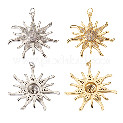 2 pièces 2 couleurs laiton micro pavé pendentifs en zircone cubique claire&nbsp;ZIRC-PJ0001-09