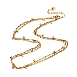 Doppellagige Halsketten aus 304 Edelstahl mit Satellitenkette für Damen&nbsp;NJEW-K296-03G