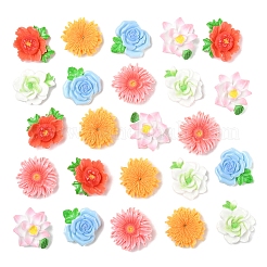 24 Stück 6 Stile undurchsichtige Harzblumen-Cabochons&nbsp;RESI-FS0002-16