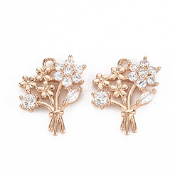 Ciondoli in ottone con placcatura a cremagliera con micro pavé di zirconi chiari&nbsp;KK-T060-25-RS