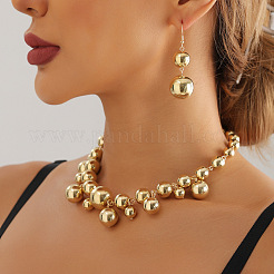 Collares de cadena de eslabones con cuentas redondas de aleación y plástico para mujer&nbsp;WG2709A-01