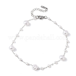 Bracelets à maillons en perles rondes en plastique ABS&nbsp;BJEW-G774-05P
