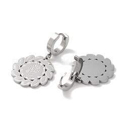 Boucles d'oreilles pendantes en acier inoxydable 304 anti-ternissement en forme de fleur&nbsp;EJEW-L283-040P