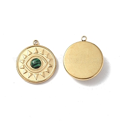 Colgantes de malaquita sintética de acero inoxidable 201 con revestimiento al vacío de PVD&nbsp;STAS-C064-VC823