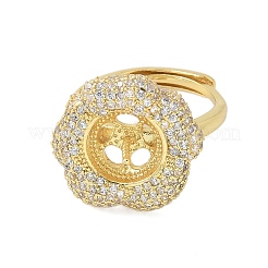 Bague réglable en laiton avec micro pavé de zircons cubiques&nbsp;KK-K297-03G