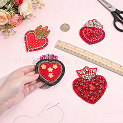 4 parche de tela bordado de poliéster con forma de corazón de 4 estilos&nbsp;PATC-NB0001-67A