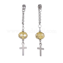 Boucles d'oreilles avec pendentif en verre&nbsp;EJEW-JE03924-02