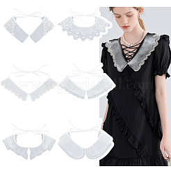 6 Stück 6 Stil weiß bestickter Organza-Kragen&nbsp;AJEW-NB0004-01