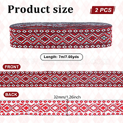 Ruban de broderie en polyester de style ethnique en forme de losange&nbsp;OCOR-WH0109-005