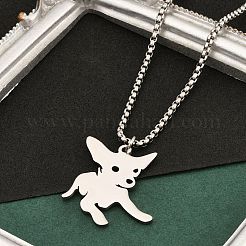 Collar con colgante de perro cachorro cortado con láser de acero inoxidable 201 para mujeres y hombres&nbsp;NJEW-Q004-01P