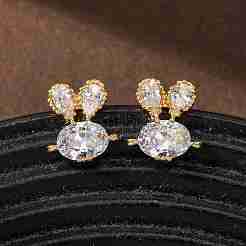 Orecchini a bottone in ottone con pavé di zirconi cubici&nbsp;KK-CBA8EB2-13G