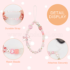 2 Stück 2 Stil Harz Perlen Handy Lanyard Handschlaufe&nbsp;HJEW-GF0001-36