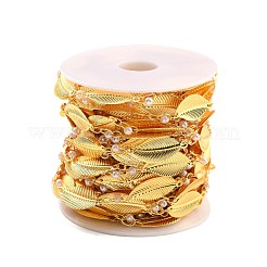 Catene di perle di vetro bianche fatte a mano in ottone&nbsp;CHC-M022-04G