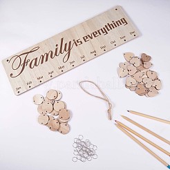 Calendrier de rappel d'anniversaire de famille en bois suspendu pour les dates importantes&nbsp;JX068A